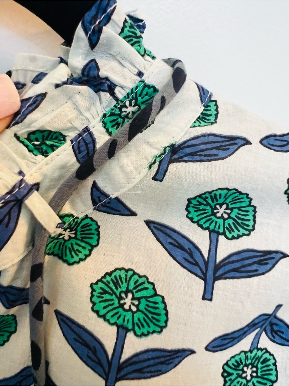 THML Floral Print Tassel Blouse Boho Cotton Top - Picture 5 of 10
